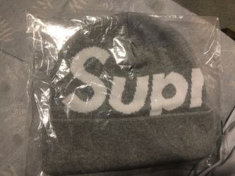 Supreme Beanie Big Logo FW19 heather gray