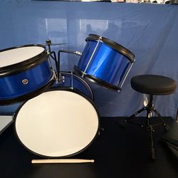 Blue Kids Drum Set with Stool