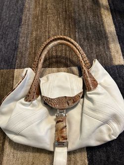 White leather handbag