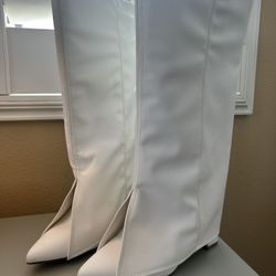 white heel boots