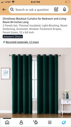 Forest Green Blackout Curtains 52x84”