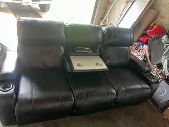 Beautiful Black luxury leather modern LED lights Recliner