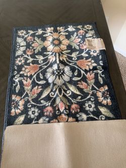 Maples Rugs Floral Runner Navy Blue Pink 24x60 Skid Resistant Made in USA [COPY]