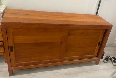Crate & Barrel Big Sur Solid Teak Credenza / Media Console
