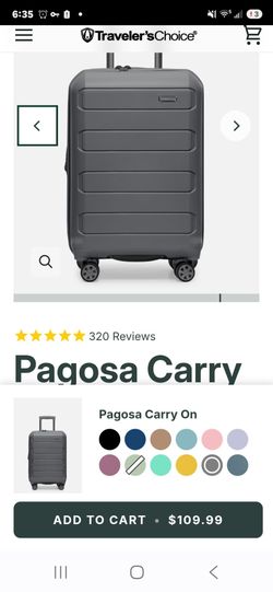Grey Pagosa carry On luggage from tavelers choice collection
