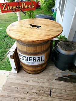 Custo m barrel and iron outside table and chairs