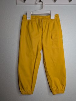 Hatley Kids Yellow Rain Pants Size 3 Waterproof Pull On Cargo Pocket
