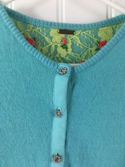 Free People Size Small reversible teal cardigan