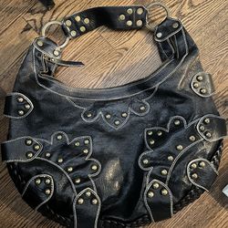 Isabella Fiore Black Leather Studded Purse 