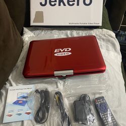JEKERO 16.9" Portable DVD Player with 6 Hrs 5000mAH Rechargeable Battery, Car DVD Player Portable with 14.1" Large Swivel Screen, Sync TV Support USB/