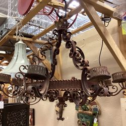Vintage wrought iron candelabra  chandelier 32” W X 27”H