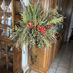 Flower Arrangement On Metal Tall Stand