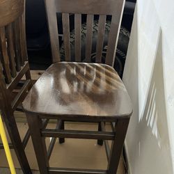 6 Brown Wooden Tall Chairs 