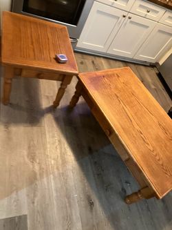 Oak Wood Coffee Table and End Table Set