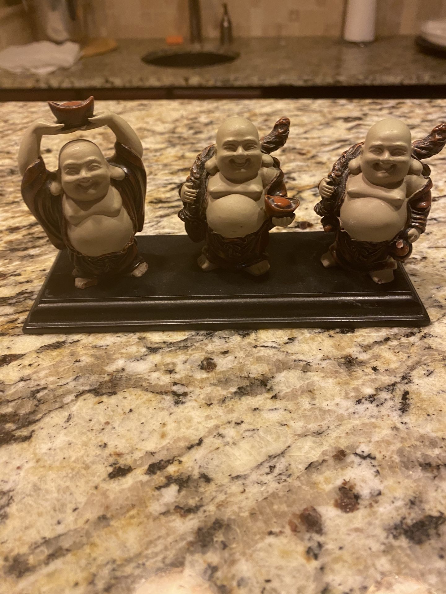 Set Of Three Laughing Buddha Statues