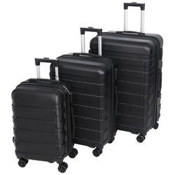 HomGarden 3PCS (22/26/30 inch) Travel Luggage Set Expandable Hardside Suitcase Spinner Wheels Black