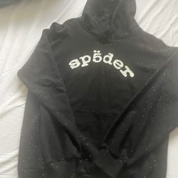 Spider Hoodie Rhinestone Black 