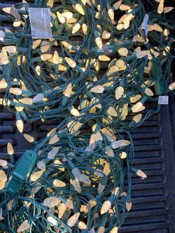 C7 C6, LED faceted $10 each cool white Christmas lights 33 feet long