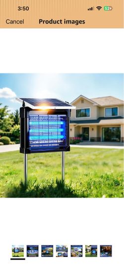 Solar Bug Zapper Outdoor 3 UV Light Tubes,Double‑layer Grid, Rain‑Activated Auto Shut‑off, 20‑hr Runtime,9000mAh,16W