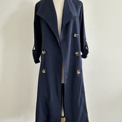 Women’s Navy Blue Trench Coat Size Small (but Fits Like A Medium)