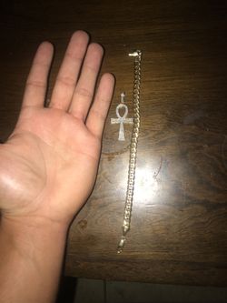 Cuban link bracelet and charm