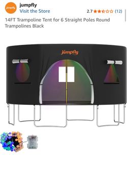 14FT Trampoline Tent for 6 Straight Poles Round Trampolines Black (m24)