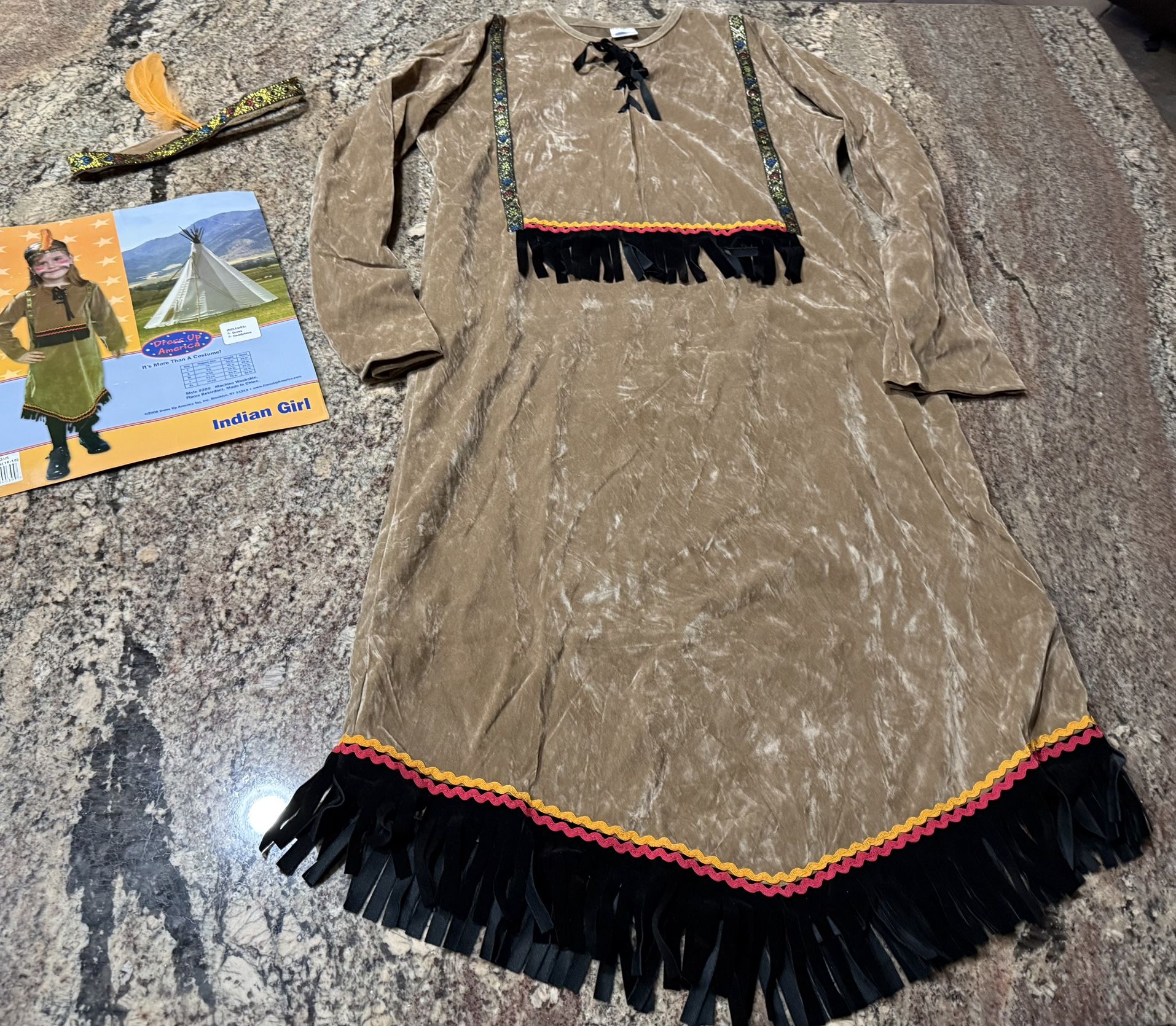 NEW Indian Girl Size Extra Large XL 16–18 Costume Halloween Dress Up Includes Dress And Headpiece