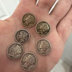 Set of 6 90% Silver Coin U.S Mercury Dimes 1(contact info removed) uncirculated