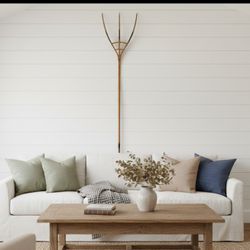 Primitive 63" All-Wood Hay Fork | Steam-Bent 3-Tine Pitchfork | 19th Century Americana