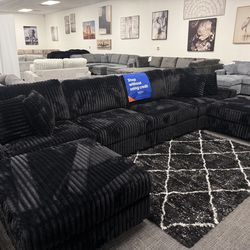 Black corduroy Modular sectional ‼️