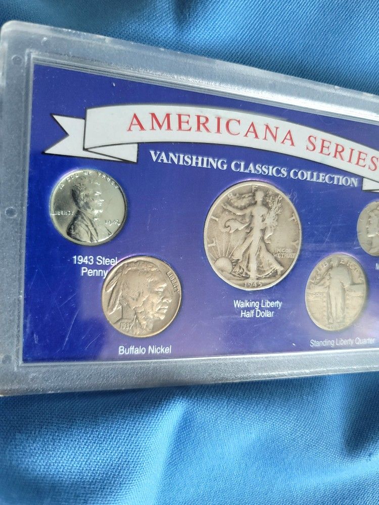 Americana Old Coin Sealed Set, Silver Liberty, Mercury & Barber, Rare War Penny