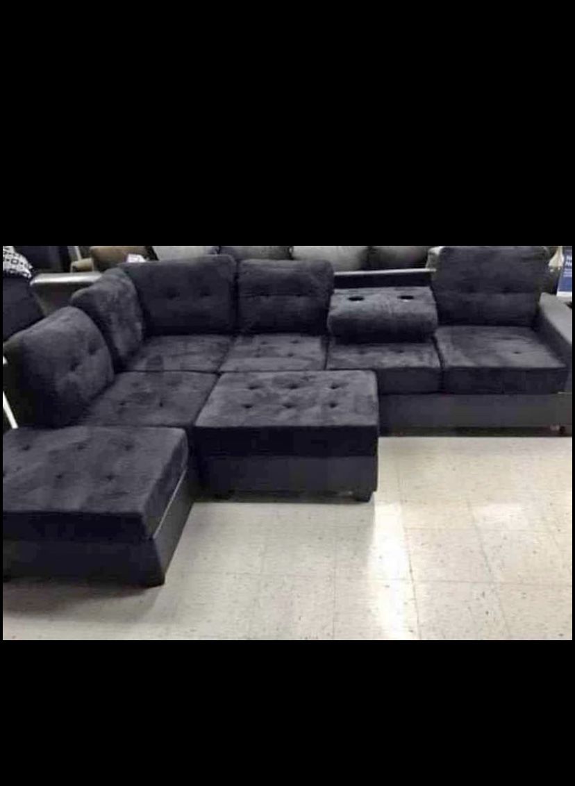 Black selectional couch