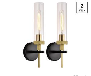 Set of 2 Black & Gold Bathroom Wall Sconces