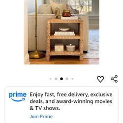 Wicker Side Table With Storage Baskets 