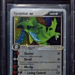 2005 Pokemon Tyranitar #111 Holo Ex 2005 Unseen Forces PSA/BGS 8 (POP 9)
