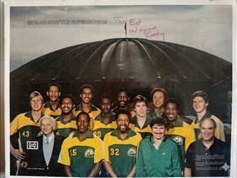 Vintage 1979-80 Seattle SuperSonics Pepsi Team Poster - Signed Wayne Cody - Flat Store Display