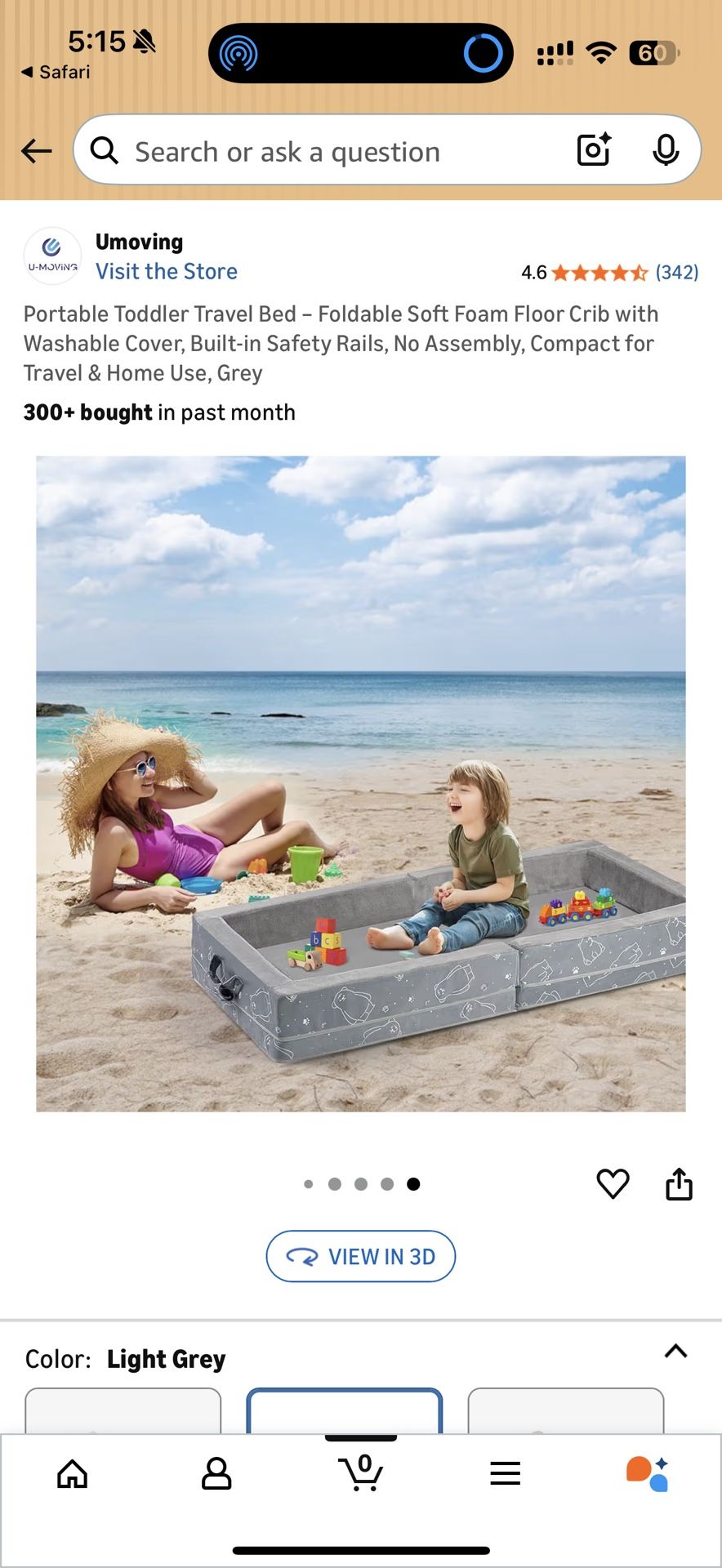 Unmoving Portable Toddler Travel Bed Foldable Soft Foam Floor Crib with Wash