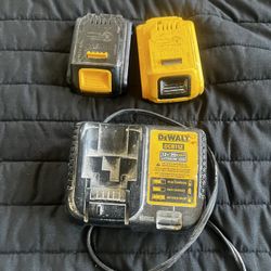 Dewalt Two Batteries And A Charger