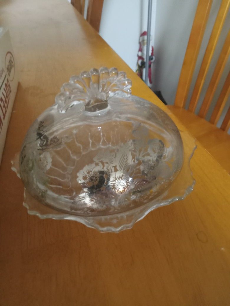 Vintage Candy Dish With Lid - 6" Width, 4" Height