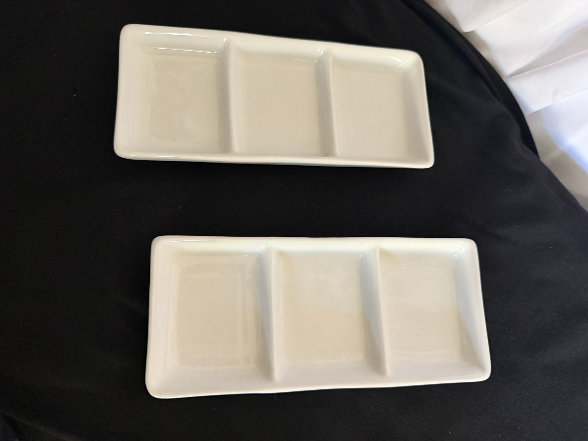 Set Of Two, 3 Section White Dishes, World Market