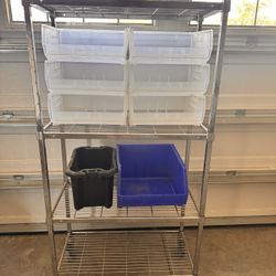 Garage Storage Rack With Organizing Bins 
