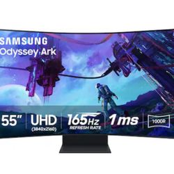 Samsung - 55" Odyssey Ark 2nd Gen. Curved 4K UHD Quantum Mini-LED FreeSync Prem Pro 1ms GTG Gaming Screen - Black
