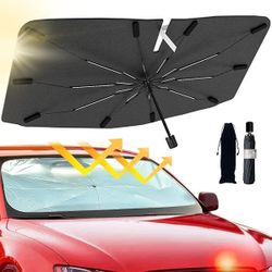 2025 Windshield Sun Shade Umbrella, Foldable Car Umbrella Sunshade with UV Block Car Front Window (Heat Insulation Protection) for Auto Windshield Cov