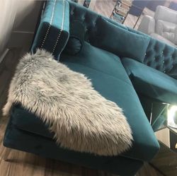 Teal Tufted Sectional or Grey Tufted Sectional- Velvet