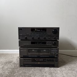Sony Home Stereo System - Amplifier Radio Tuner Receiver Cassette Deck and 5 Compact Disc CD Player