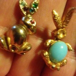 10$ Two Bunny Pins One Jelly Belly