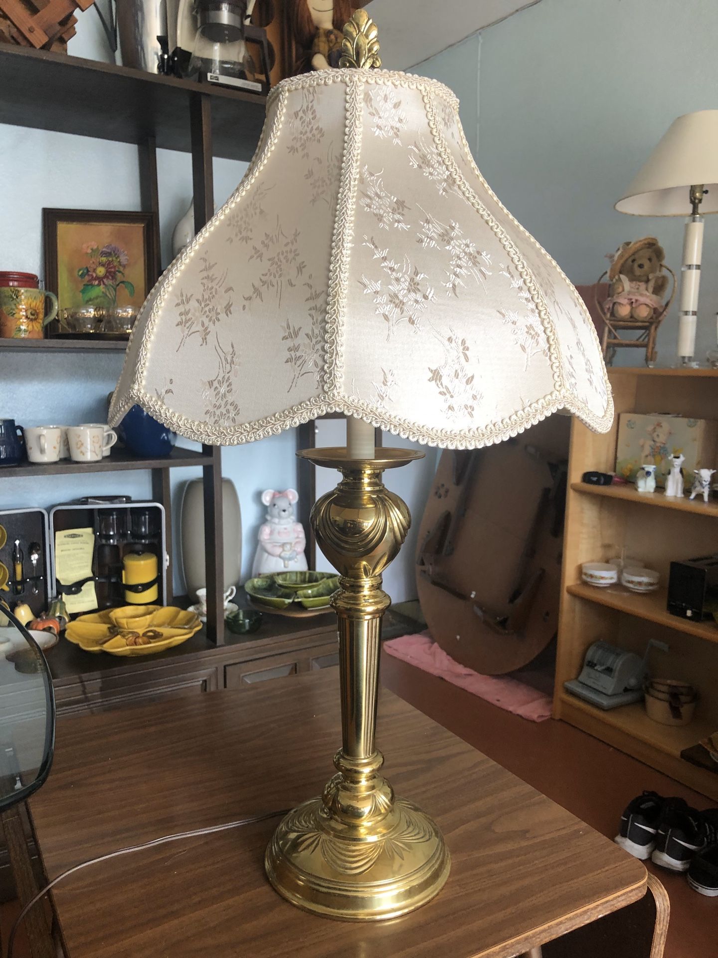 Vintage Brass Stiffel Lamp /With Shade