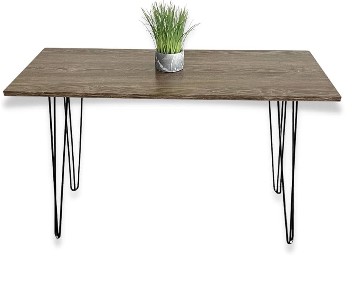 691 Home Office Desk Retro Black Hairpin Legs, 43" Gray Oak Wood Writing Table, Wooden Computer Desk Small, Student Table Hairpin, Grey Study Desk (Gr