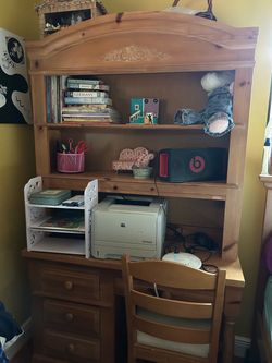 Pine Wood bedroom set with Desk, twin bed and dresser
