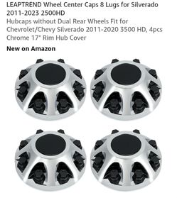 Wheel Center Caps 8 Lugs for Silverado 2011-2023 2500HD
Hubcaps without Dual Rear Wheels Fit for Chevrolet/Chevy Silverado 2011-2020 3500 HD, 4pcs Chr